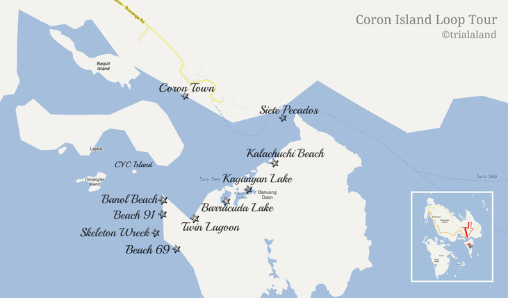Map of Coron Island Hopping Tour
